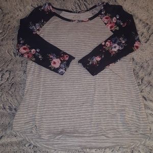 Maurices Floral Sleeve 24/7 Baseball Tee